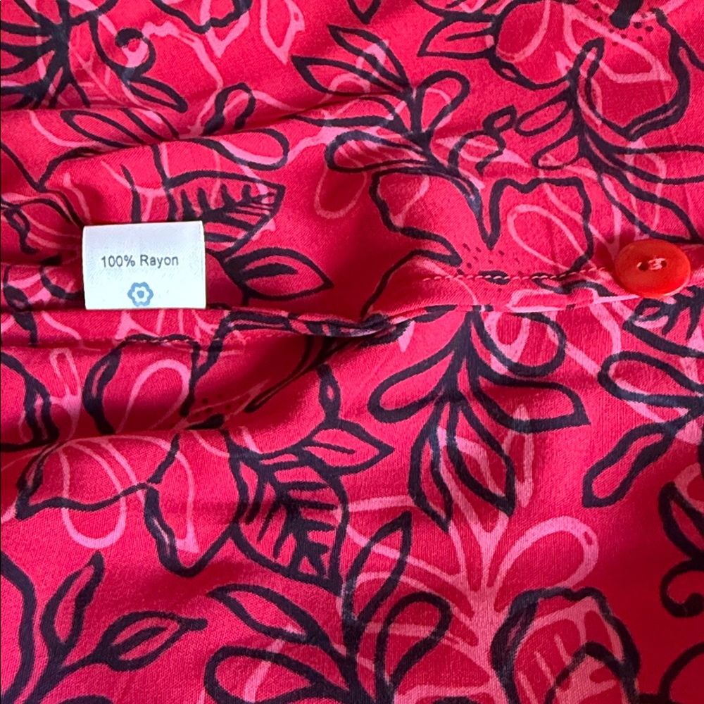 Blue Ginger Hawaiian Print 3/4 Sleeve Blouse - Picture 8 of 9